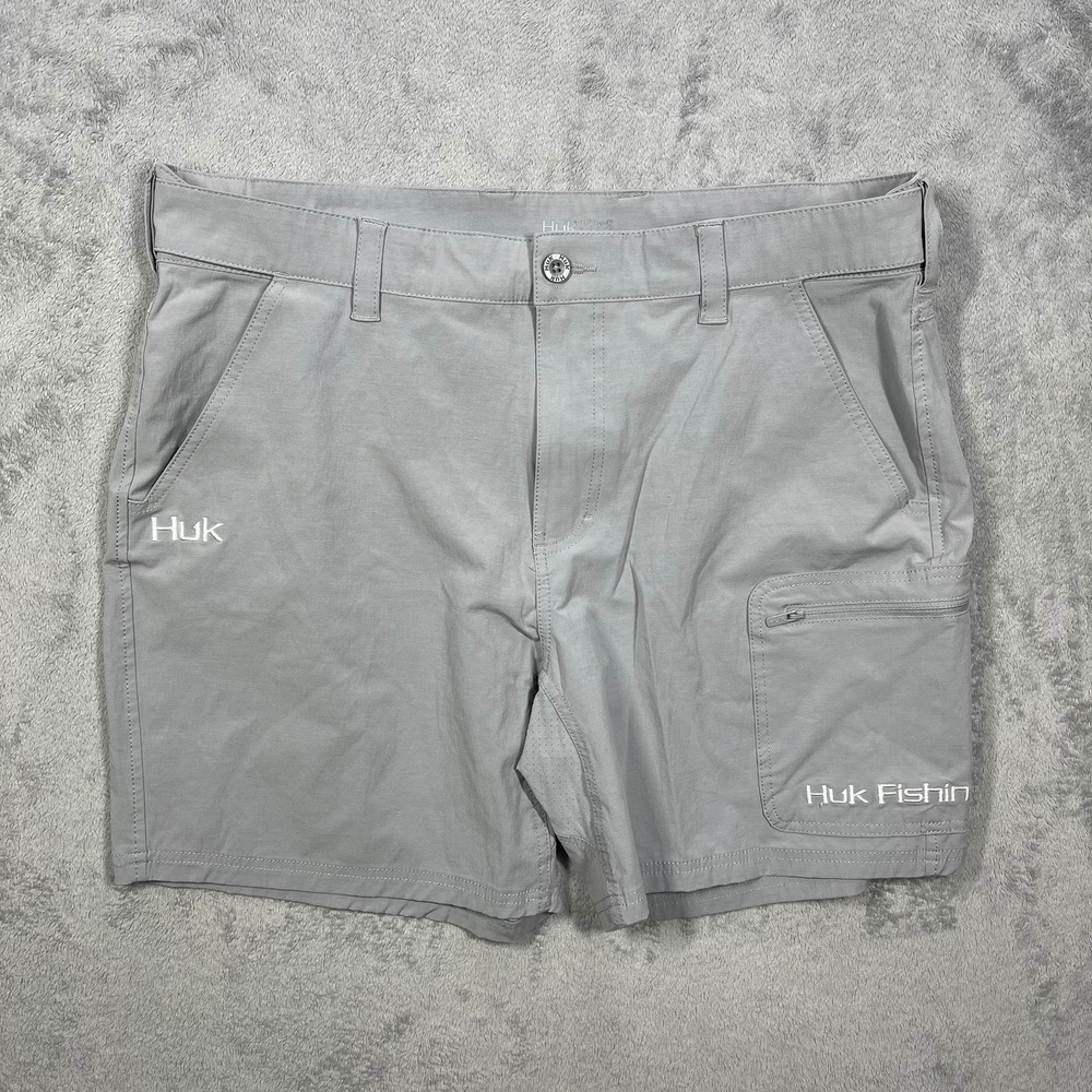 Huk Fishing Shorts Mens XL Grey Performance Utility‎ Cargo Pocket
